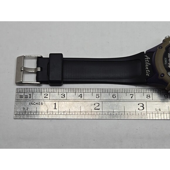 Vintage Timex Atlantis 100 Indiglo Digital Watch Purple Green 100M New Battery - Picture 9 of 11